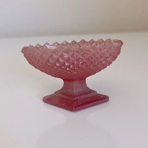 Miniature Westmoreland Hobnail English Sawtooth Pedestal Salt Cellar, Pink Satin